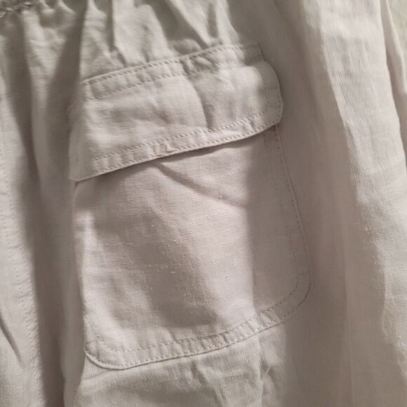 Nicole Miller Womens 100% Linen Pants Size‎ L Tan Straight Leg Summer Beachy - Picture 8 of 9